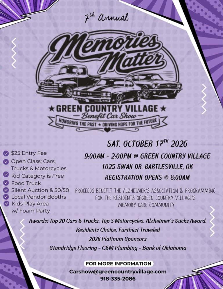 7th Annual Memories Matter Green Country Village Benefit Car Show car show in Bartlesville, OK