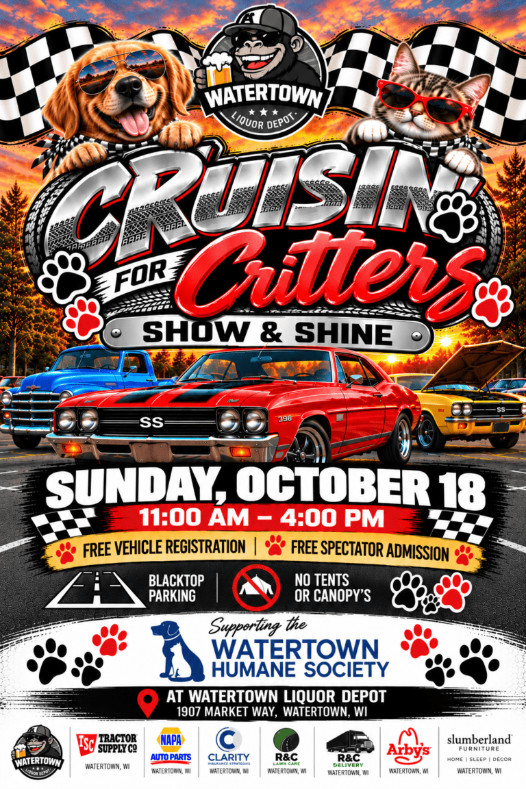Cruisin for Critters car show in Watertown, WI