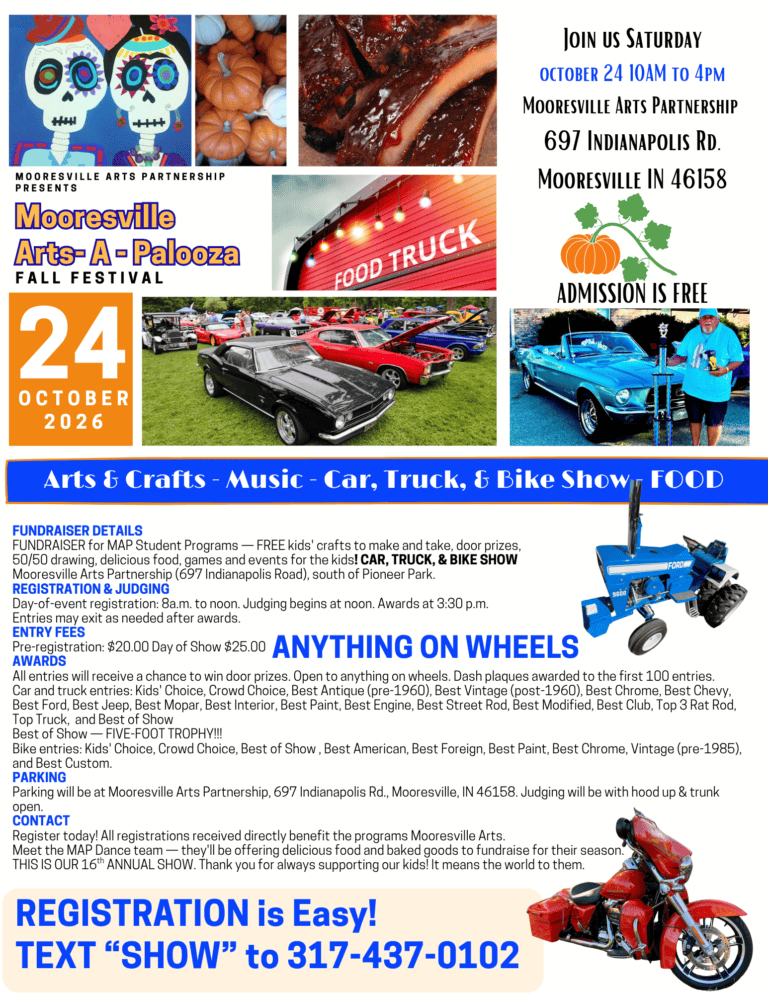 Mooresville Arts-a-Palooza car show in Mooresville, IN