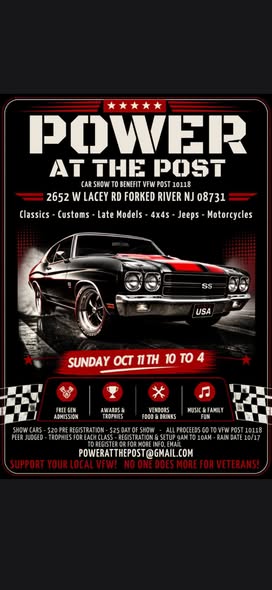 Power At The Post car show in Forked River, NJ