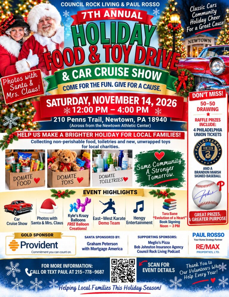 Annual Holiday Food & Toy Drive & Car Cruise Show car show in Newtown, PA