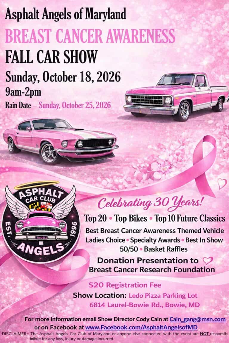 Asphalt Angels Breast Cancer Awareness Fall Car Show car show in Bowie, MD