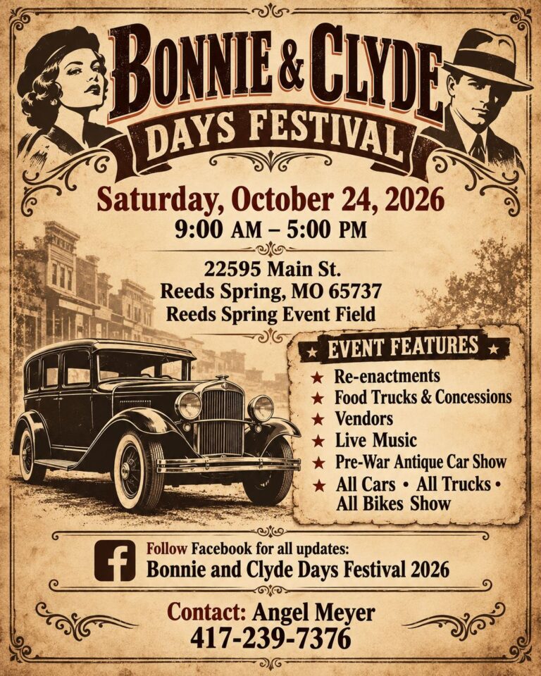Bonnie & Clyde Days Festival car show in Reeds Spring, MO