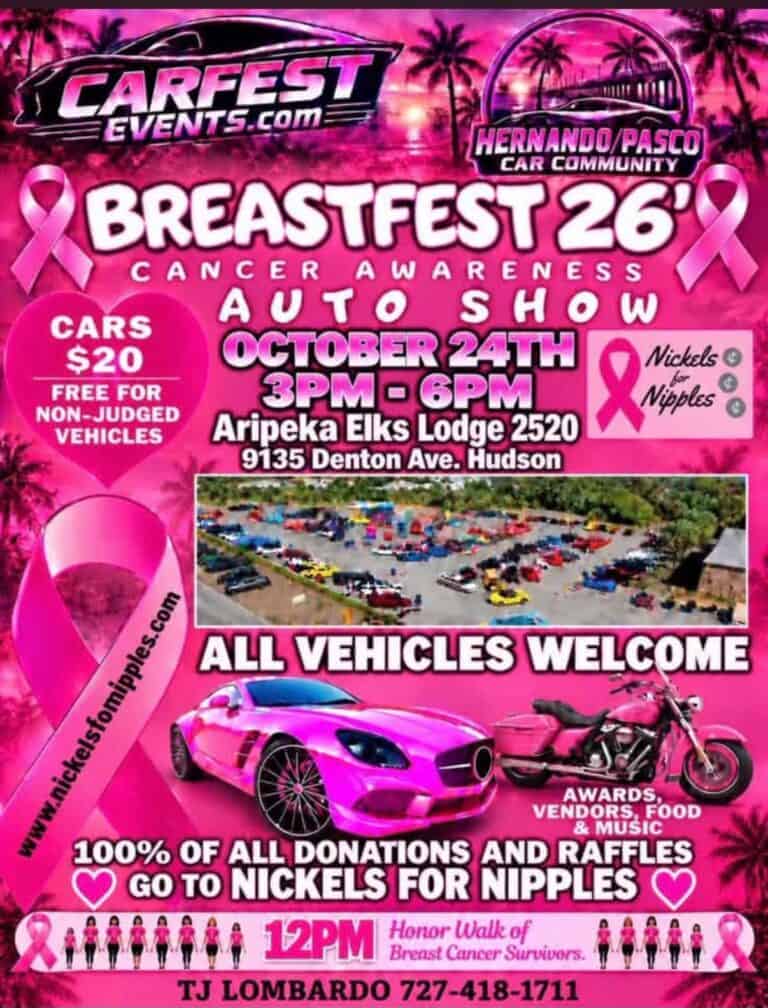 Breastfest Cancer Awareness Auto Show car show in Hudson, FL