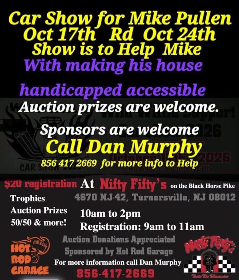 Car Show for Mike Pullen car show in Turnersville, NJ