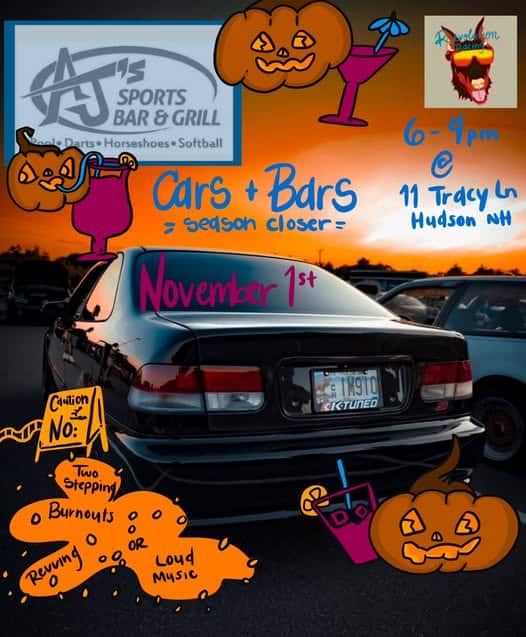 Cars + Bars Season Closer car show in Hudson, NH