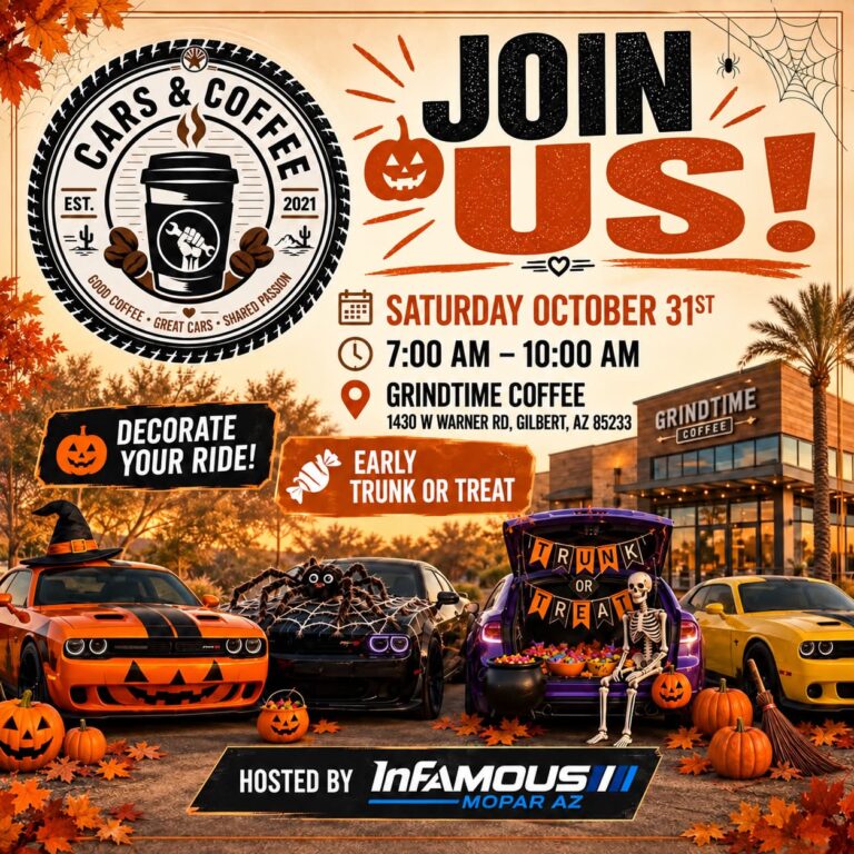 Cars & Coffee At Grindtime Coffee car show in Gilbert, AZ