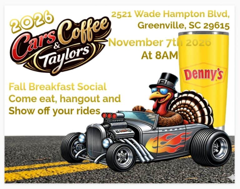 Cars & Coffee & Taylors car show in Greenville, SC