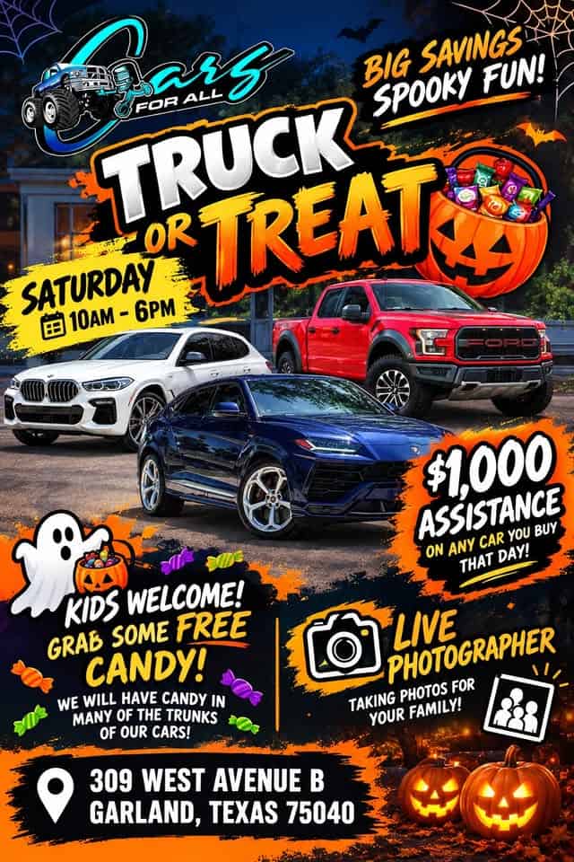 Cars For All Truck Or Treat car show in Garland, TX