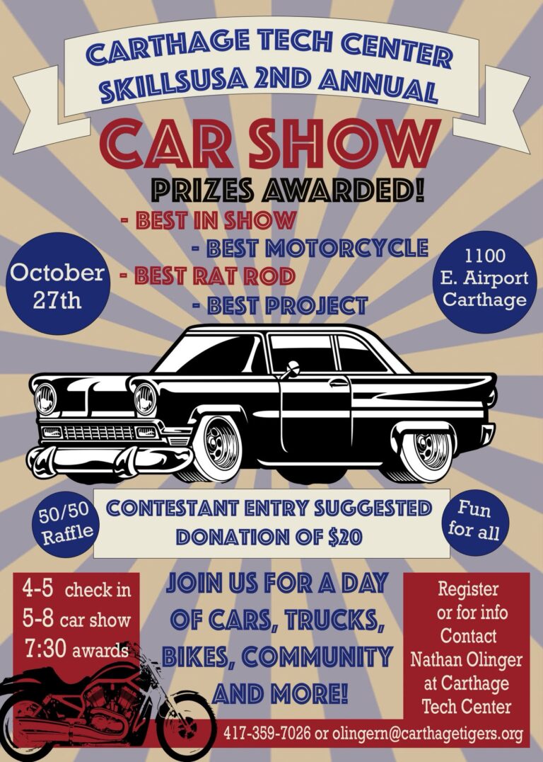 Carthage Tech Center SkillsUSA 2nd Annual Car Show car show in Carthage, MO