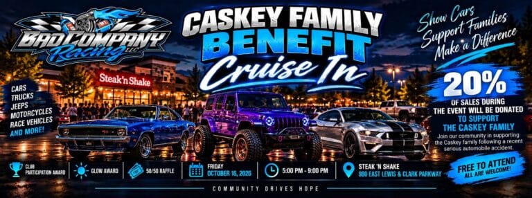 Caskey Family Benefit Cruise In car show in Clarksville, IN
