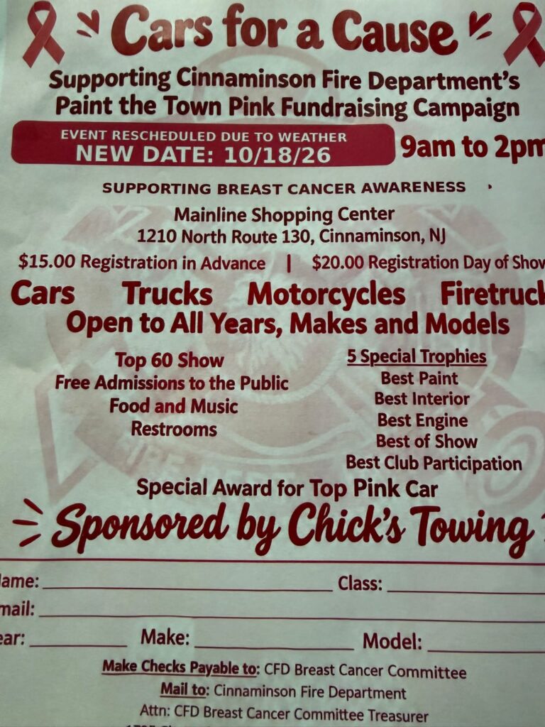 Cinnaminson Fire Department Cars for a Cause car show in Cinnaminson, NJ