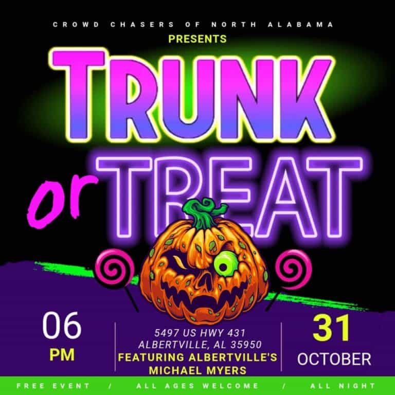 Crowd Chasers of North Alabama Trunk or Treat car show in Albertville, AL