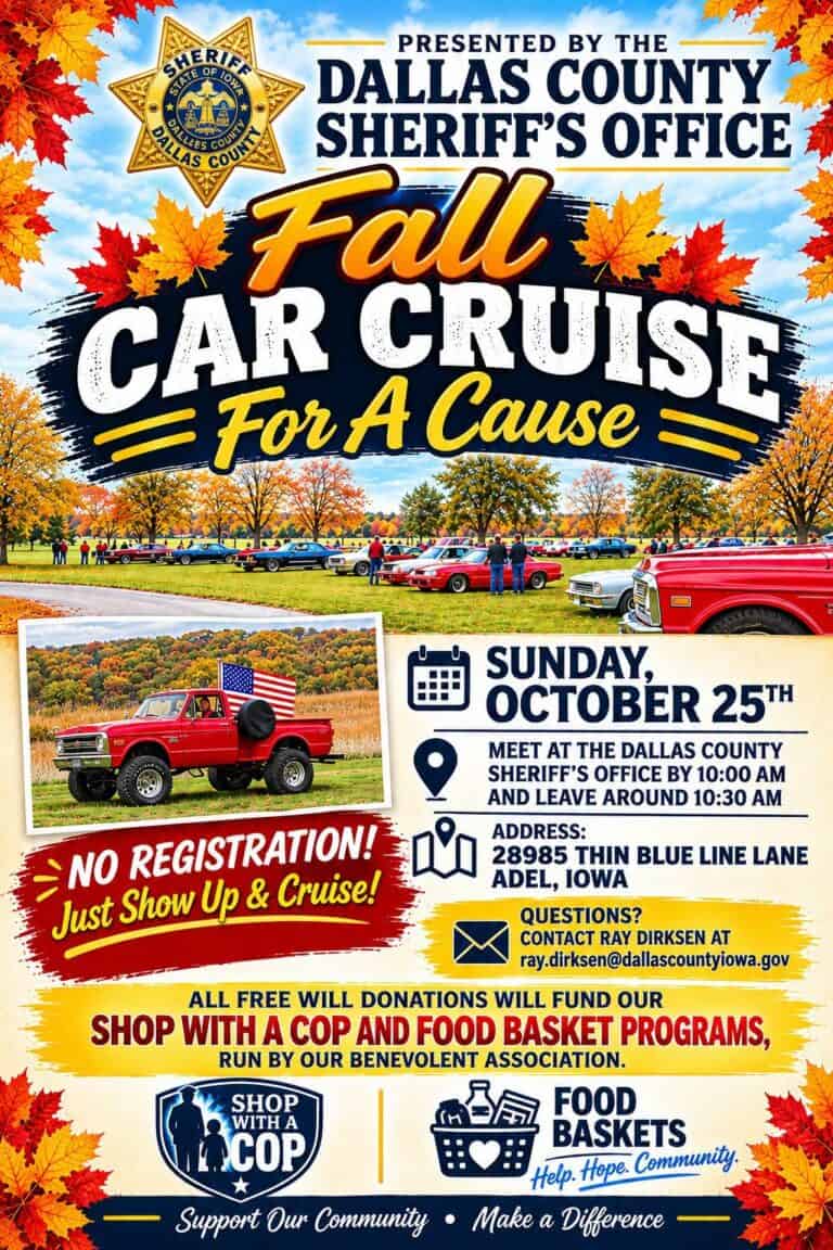 Dallas County Sheriff’s Office Fall Car Cruise for a Cause car show in Adel, IA