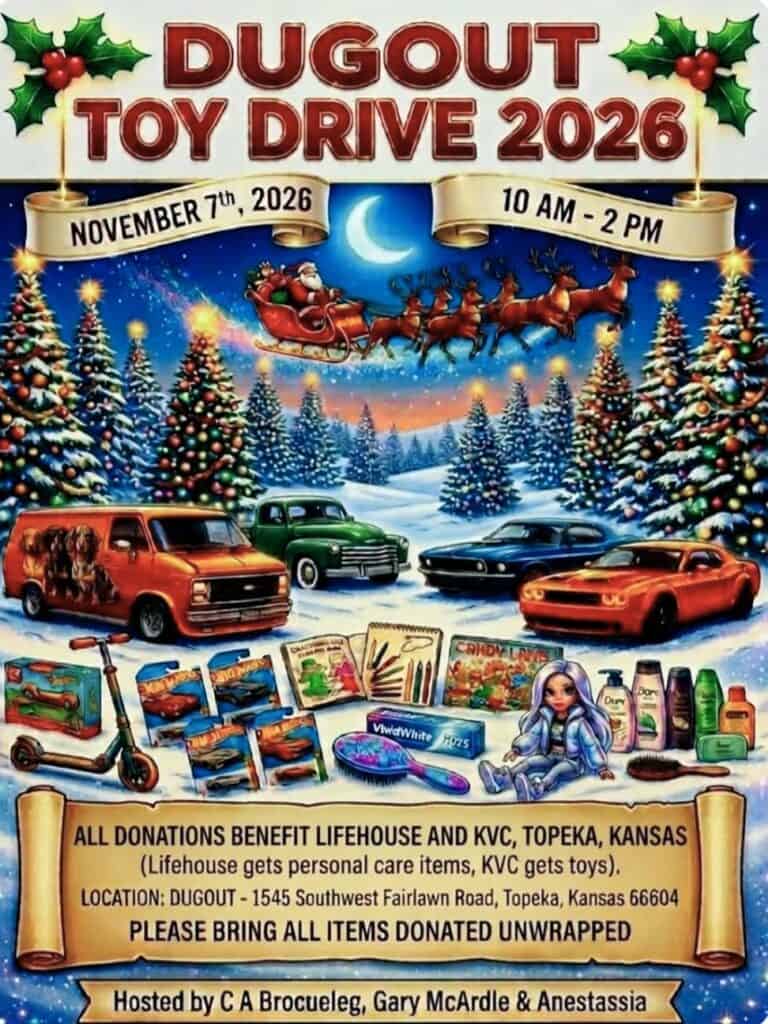 Dugout Toy Drive car show in Topeka, KS