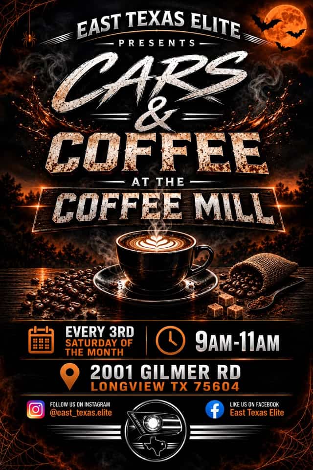 East Texas Elite Presents Cars & Coffee at the Coffee Mill car show in Longview, TX