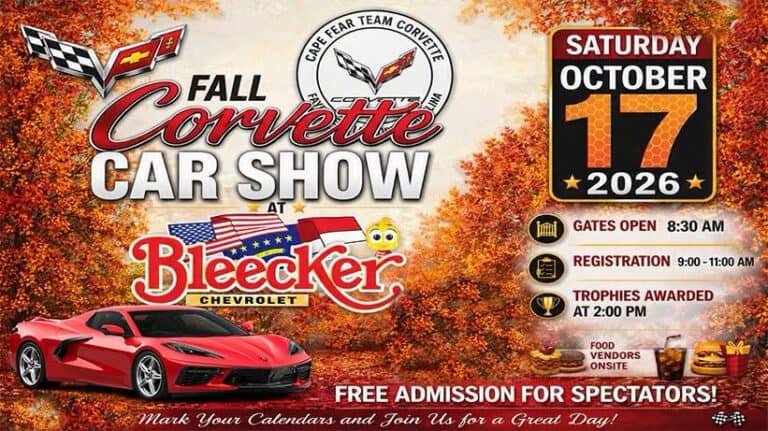 Fall Corvette Car Show at Bleecker Chevrolet car show in Dunn, NC