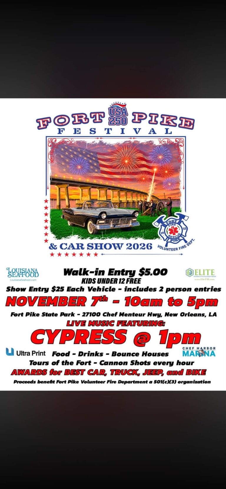 Fort Pike USA 250 Festival & Car Show car show in New Orleans, LA