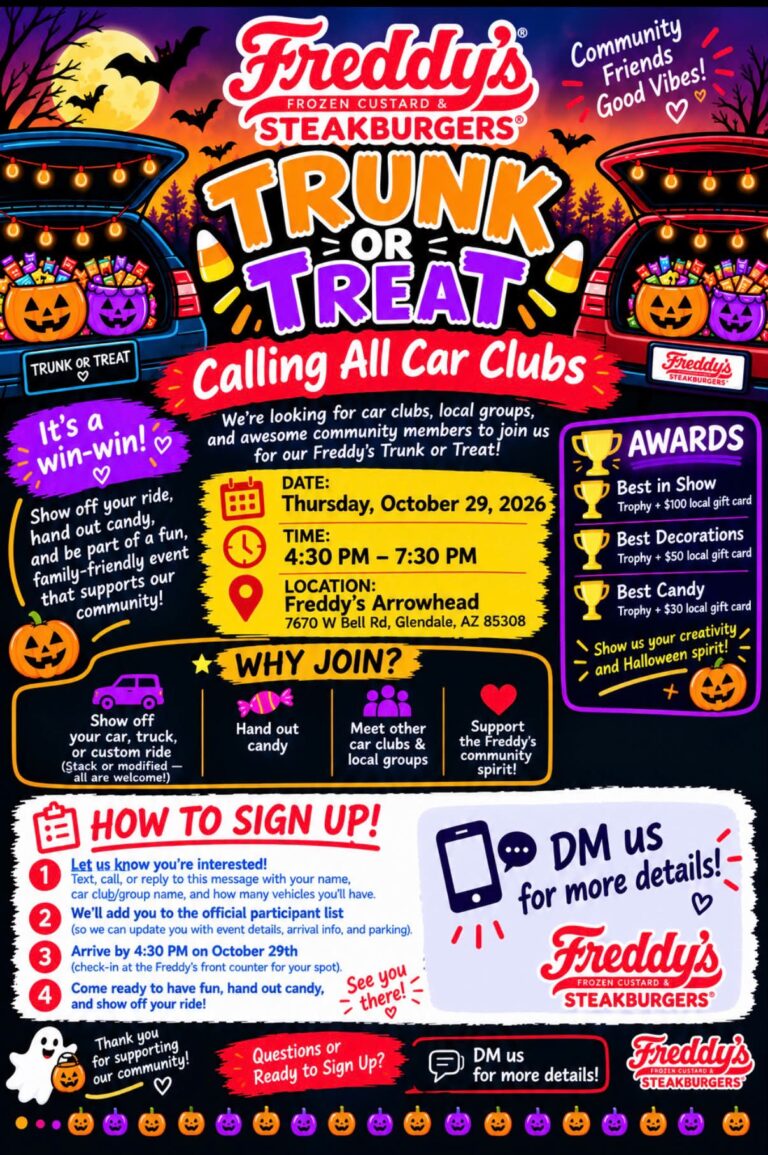 Freddy’s Trunk or Treat car show in Glendale, AZ
