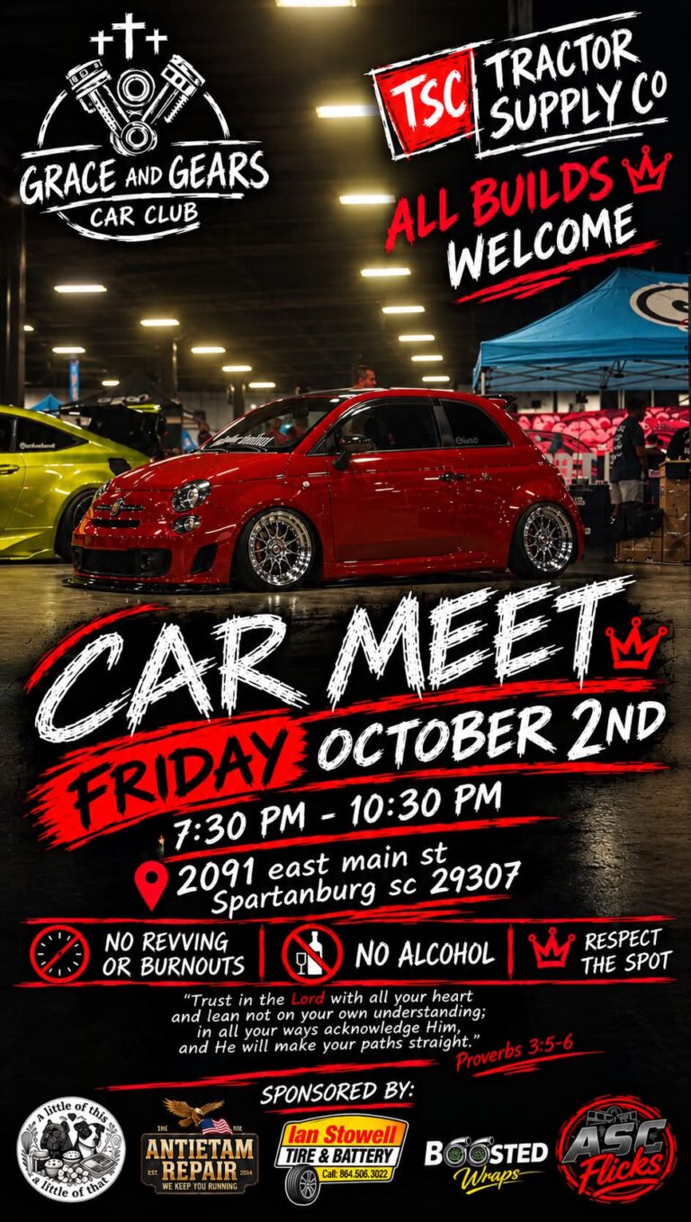 Grace and Gears Car Club Car Meet car show in Spartanburg, SC
