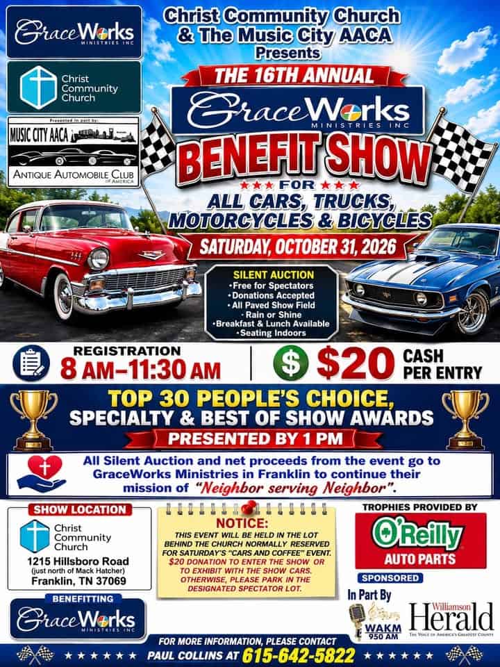 GraceWorks Benefit Show car show in Franklin, TN