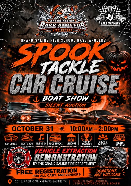 Grand Saline High School Bass Anglers Spook Tackle Car Cruise Boat Show car show in Grand Saline, TX