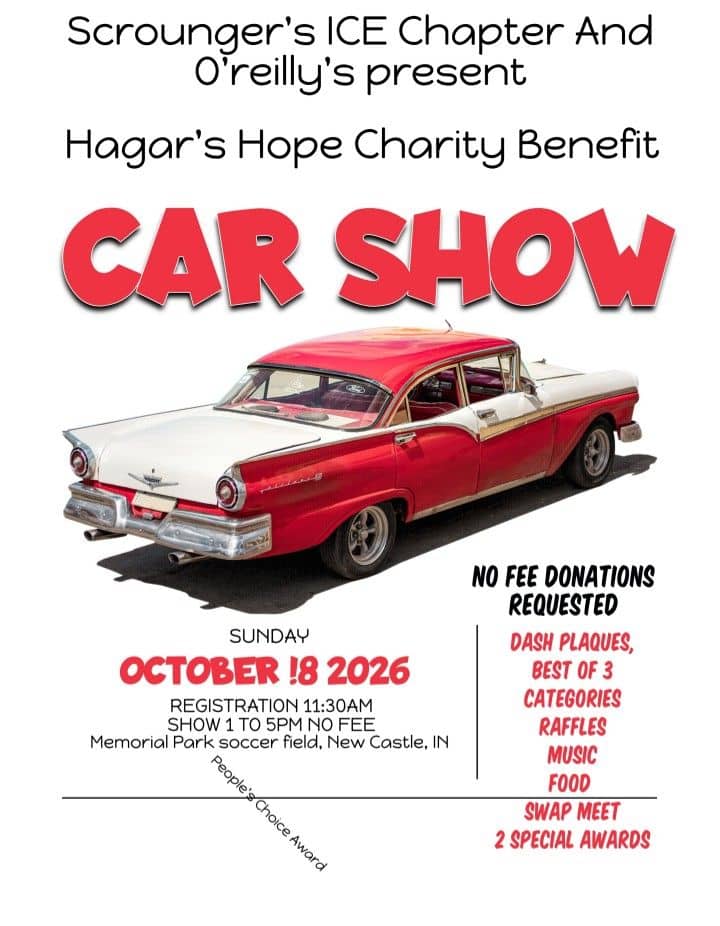Hagar’s Hope Charity Benefit Car Show car show in New Castle, IN