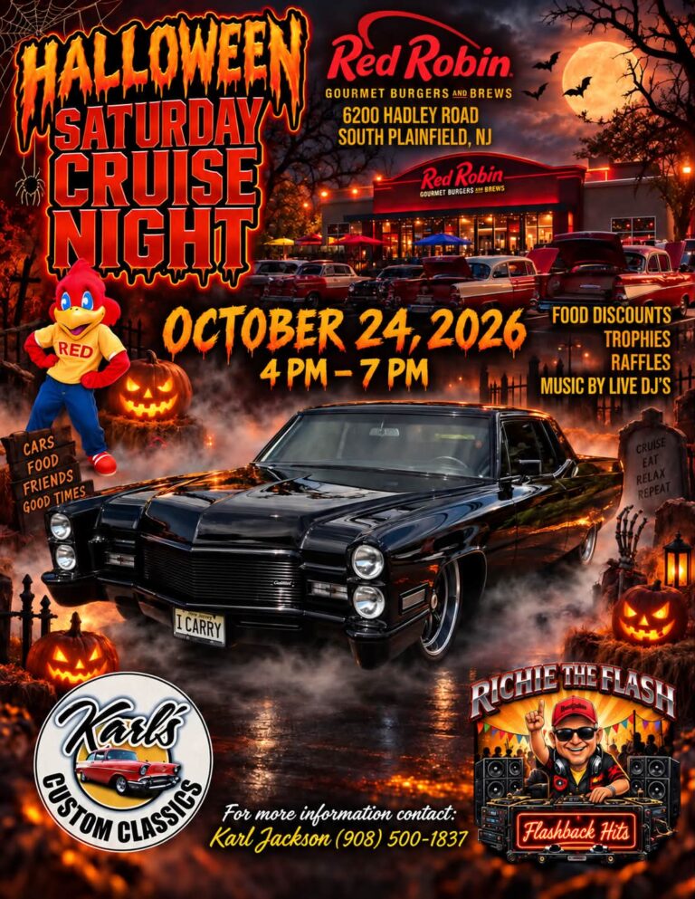 Halloween Saturday Cruise Night at Red Robin car show in South Plainfield, NJ
