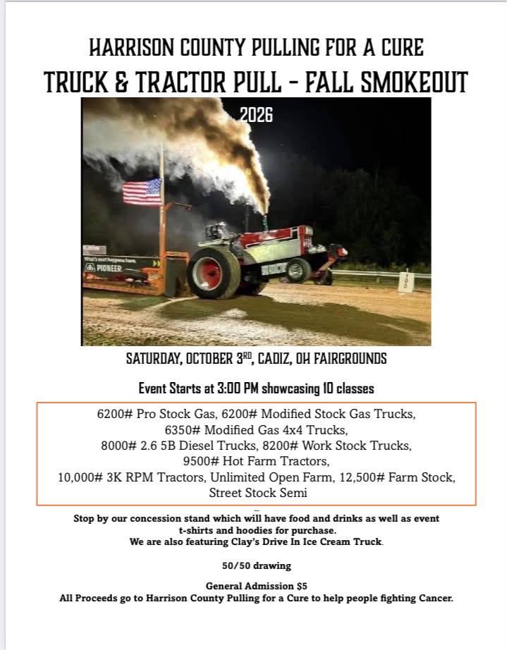 Harrison County Pulling for a Cure Truck & Tractor Pull – Fall Smokeout car show in Cadiz, OH