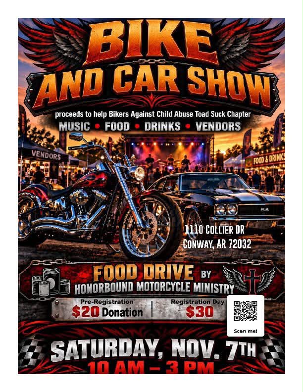 Honorbound Motorcycle Ministry Bike and Car Show car show in Conway, AR