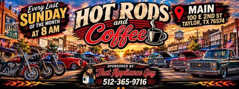 Hotrods and Coffee car show in Taylor, TX