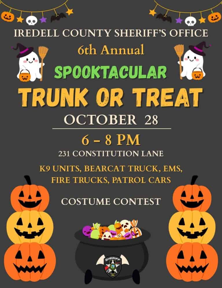Iredell County Sheriff’s Office 6th Annual Spooktacular Trunk or Treat car show in Statesville, NC