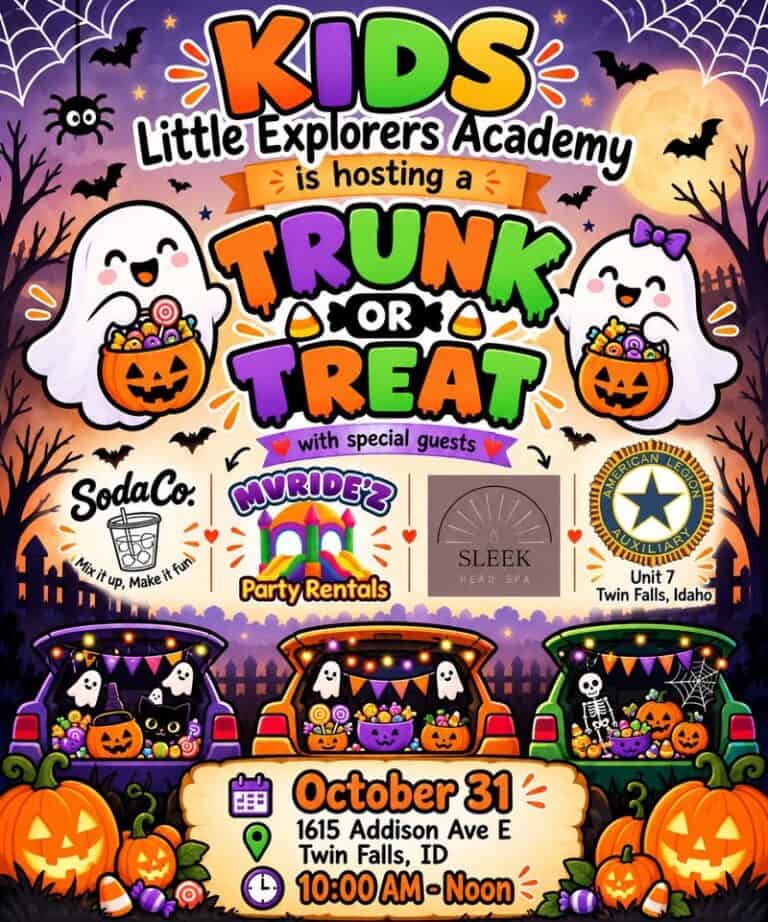 Kids Little Explorers Academy Trunk or Treat car show in Twin Falls, ID