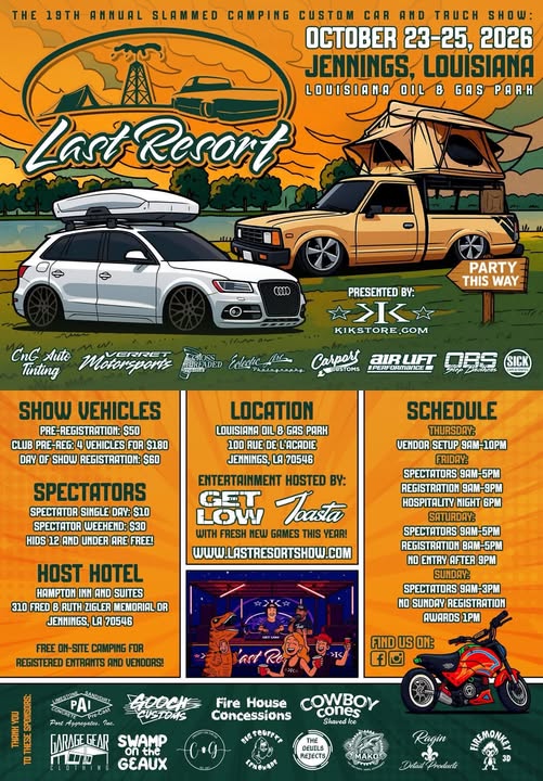 Last Resort Slammed Camping Custom Car & Truck Show car show in Jennings, LA