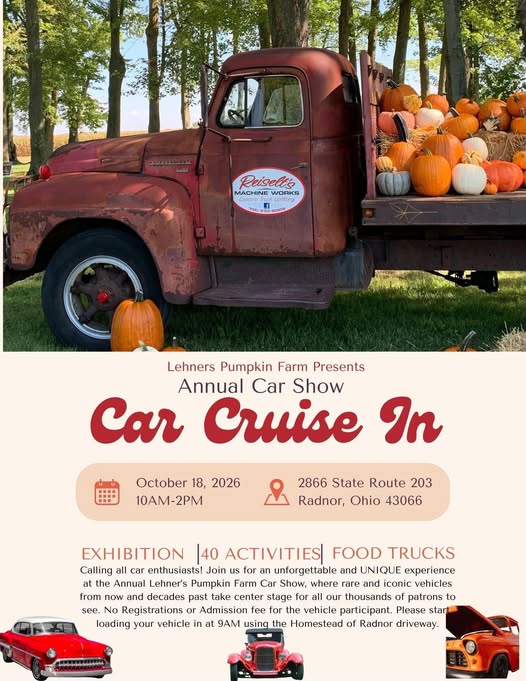 Lehners Pumpkin Farm Annual Car Show Car Cruise In car show in Radnor, OH