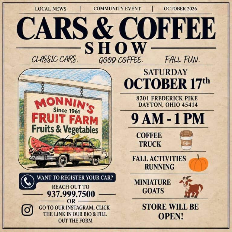 Monnin’s Fruit Farm Cars & Coffee Show car show in Dayton, OH