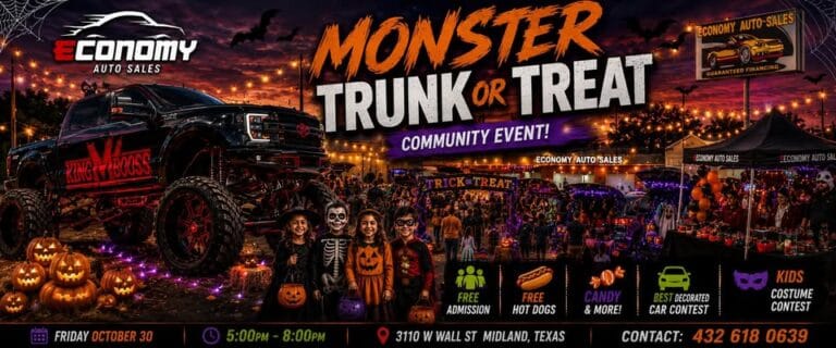 Monster Trunk or Treat at Economy Auto Sales car show in Midland, TX