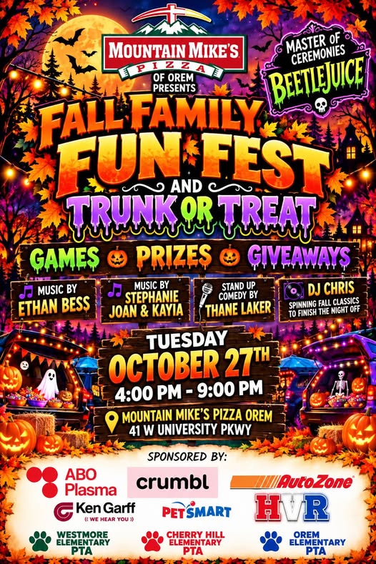 Mountain Mike’s Pizza Fall Family Fun Fest and Trunk or Treat car show in Orem, UT
