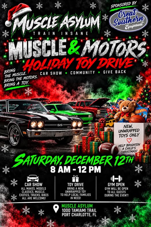 Muscle & Motors Holiday Toy Drive car show in Port Charlotte, FL