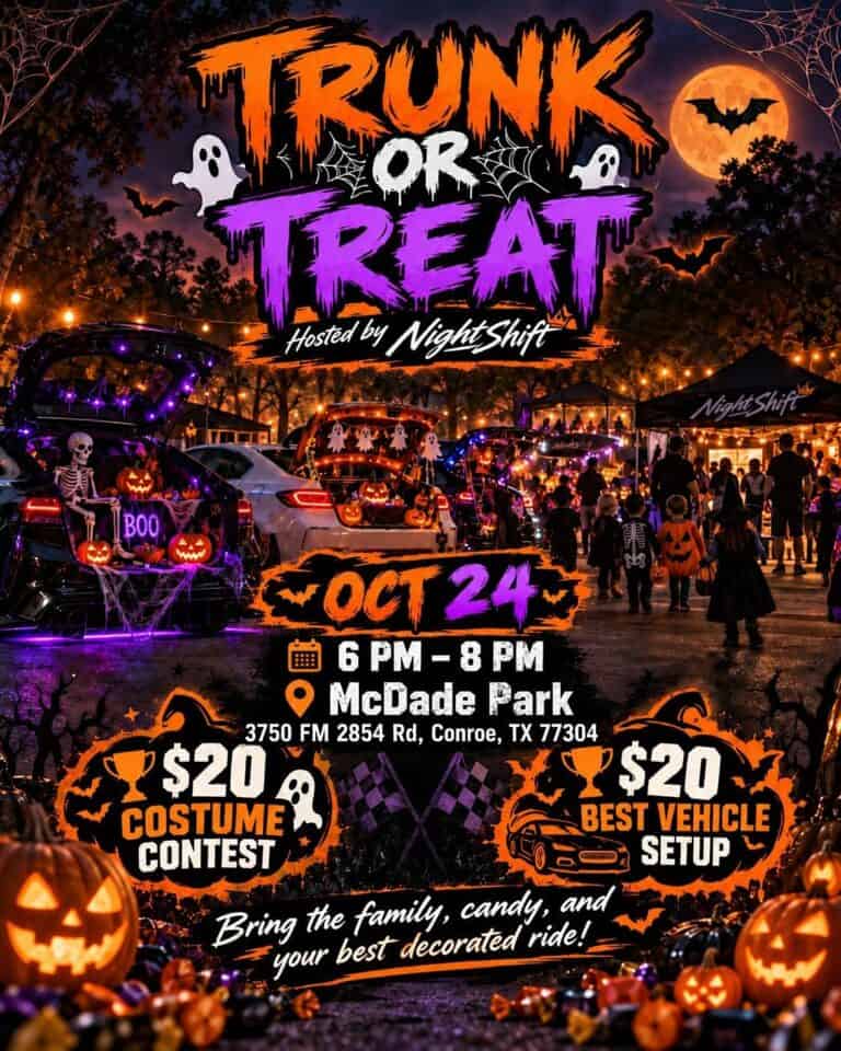 NightShift Trunk or Treat car show in Conroe, TX