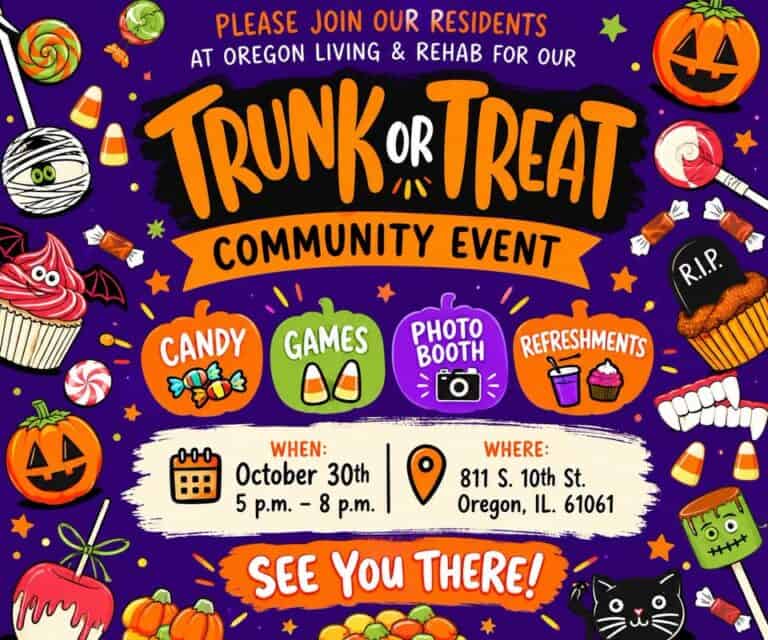 Oregon Living & Rehabilitation Center Trunk or Treat Community Event car show in Oregon, IL
