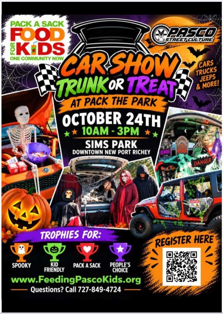 Pasco Street Culture 2nd Annual Trunk or Treat at Pack the Park car show in New Port Richey, FL