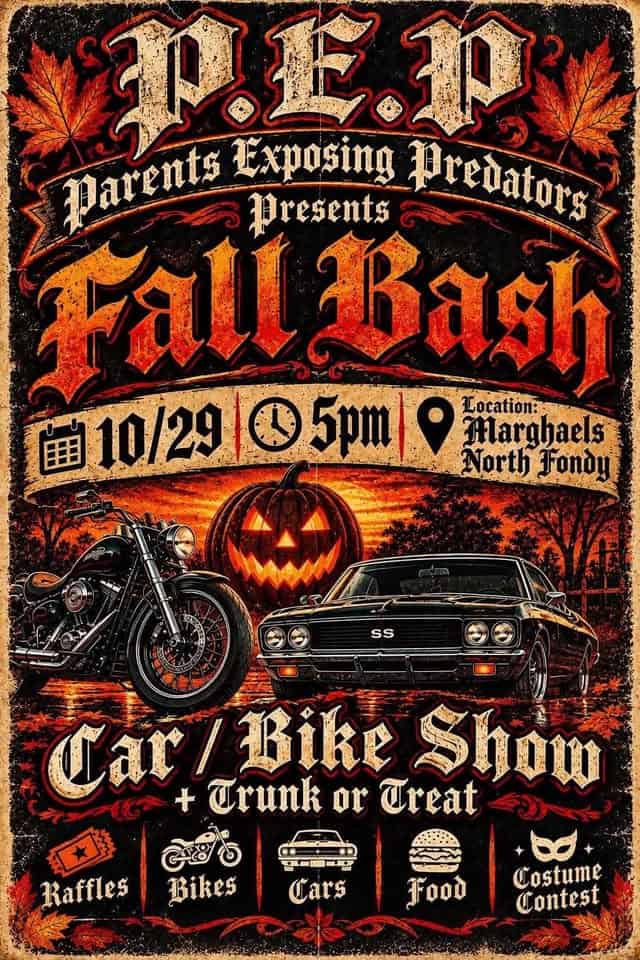 P.E.P. Parents Exposing Predators Presents Fall Bash Car / Bike Show + Trunk Or Treat car show in North Fond Du Lac, WI