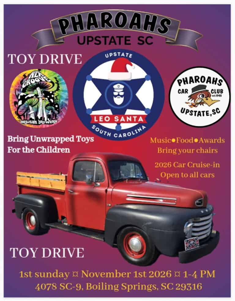 Pharoahs Upstate Sc Toy Drive car show in Boiling Springs, SC