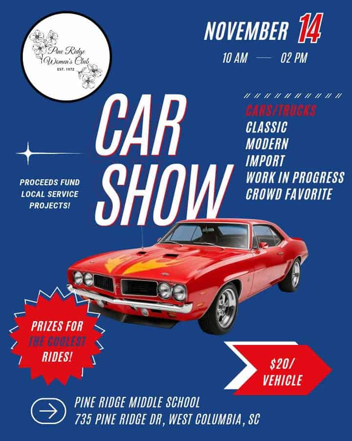 Pine Ridge Woman’s Club Car Show car show in West Columbia, SC