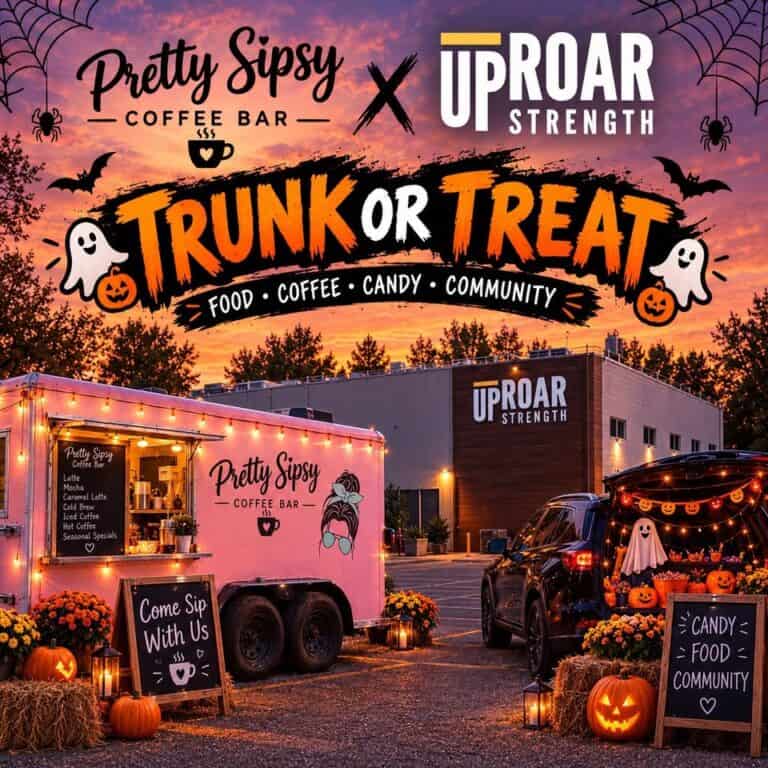 Pretty Sipsy Coffee Bar X Uproar Strength Trunk or Treat car show in Hudson, NH