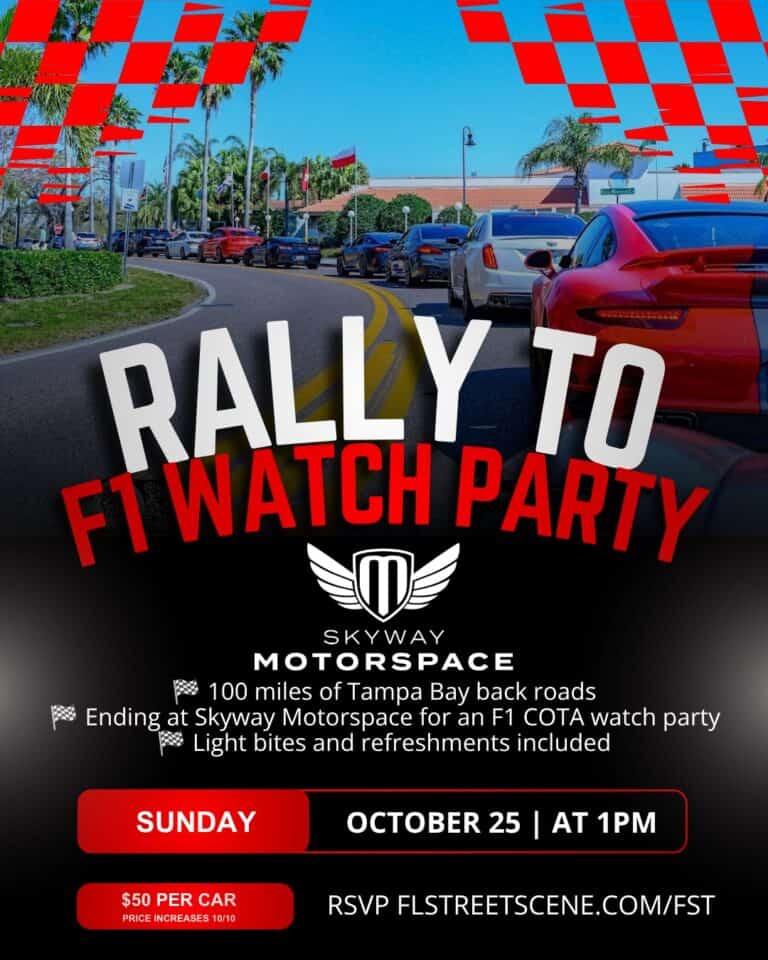 Rally to F1 Watch Party car show in Palmetto, FL