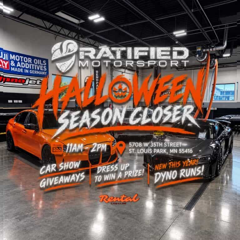 Ratified Motorsport Halloween Season Closer car show in St. Louis Park, MN