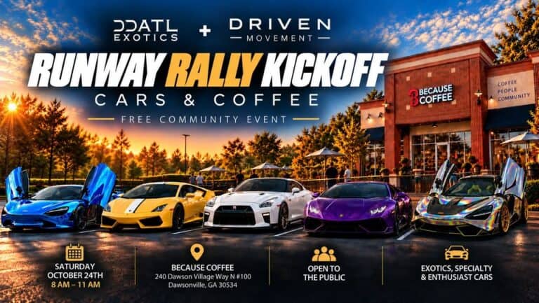 Runway Rally Kickoff Cars & Coffee car show in Dawsonville, GA