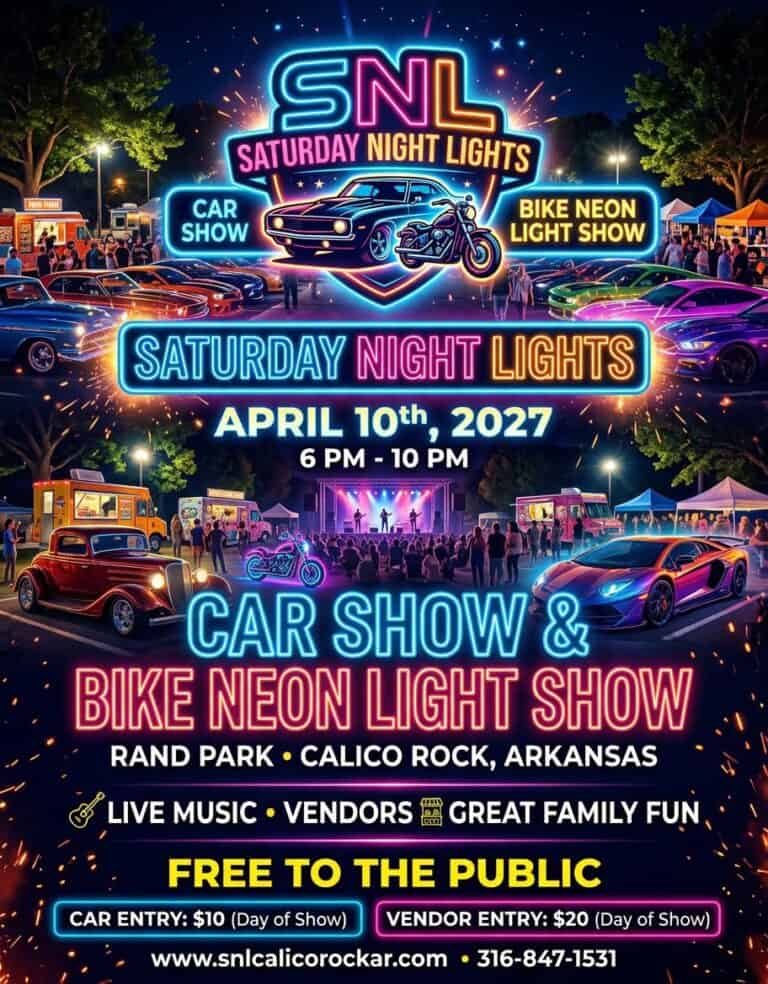 Saturday Night Lights Car Show & Bike Neon Light Show car show in Calico Rock, AR